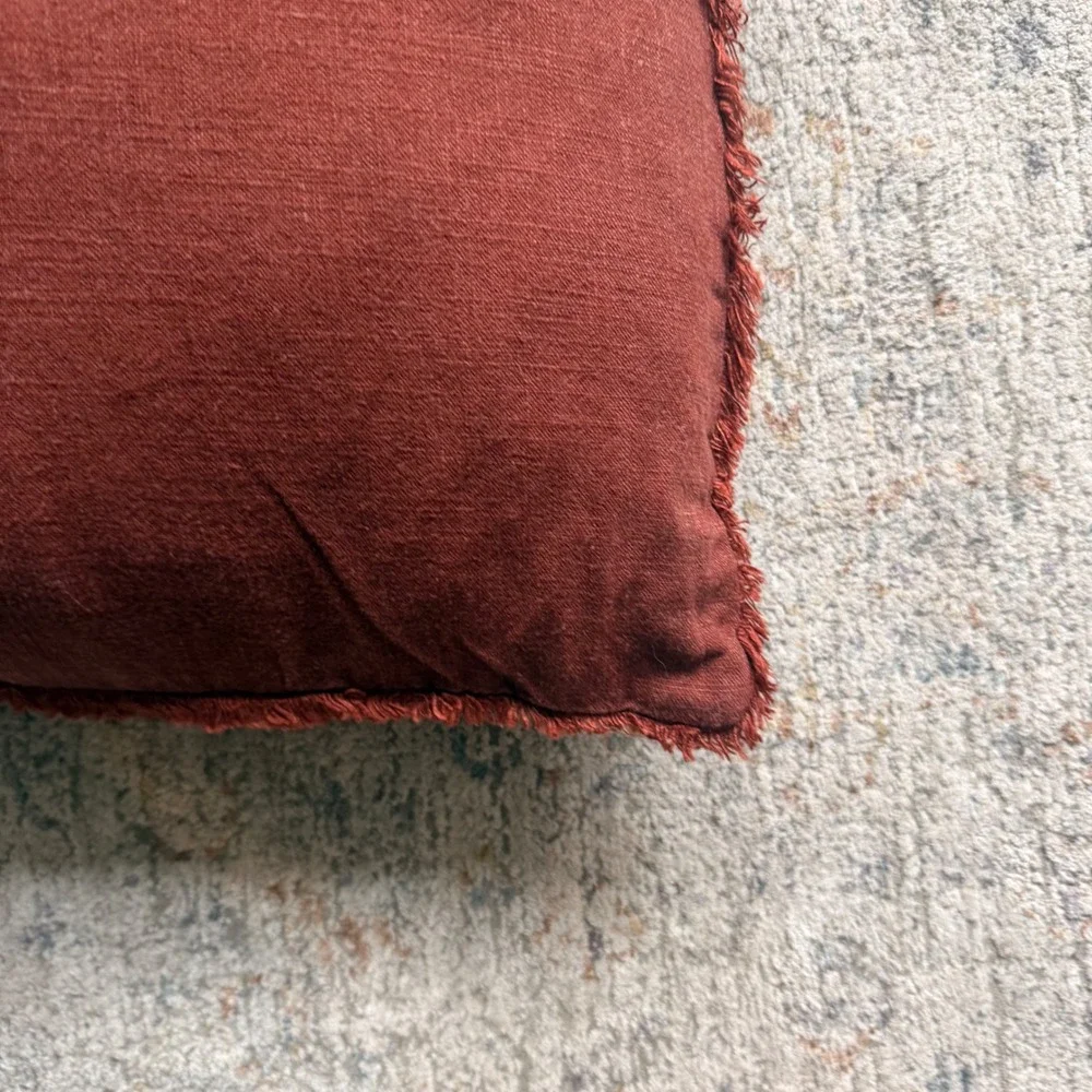 Casaluna Euro Pillow Unisex 26x26 Dark Clay Rosewood Brown Linen Blend modern